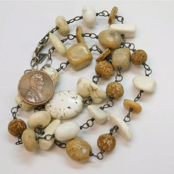 Silpada 925 Howlite Opal Mahogany Seed Sterling Silver Necklace 41g - Picture 5 of 5